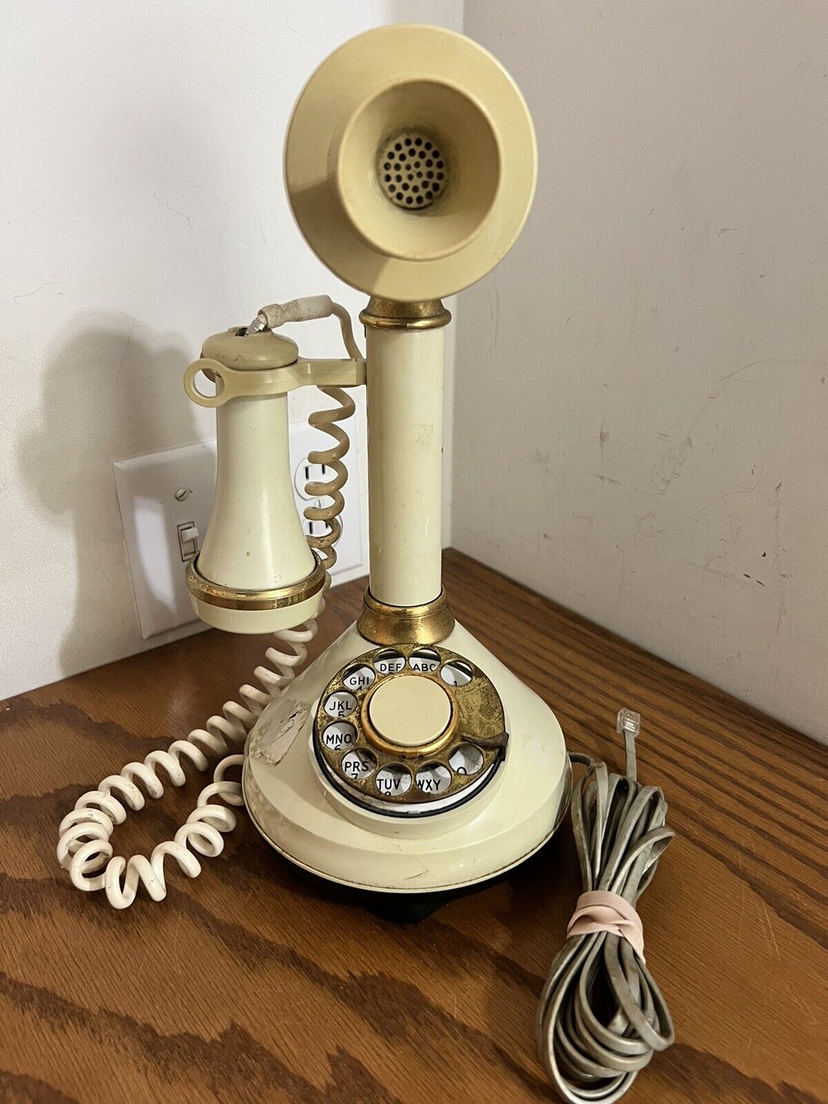 Vintage Original Rotary Candlestick Phone Telephone With Working Dial Tone