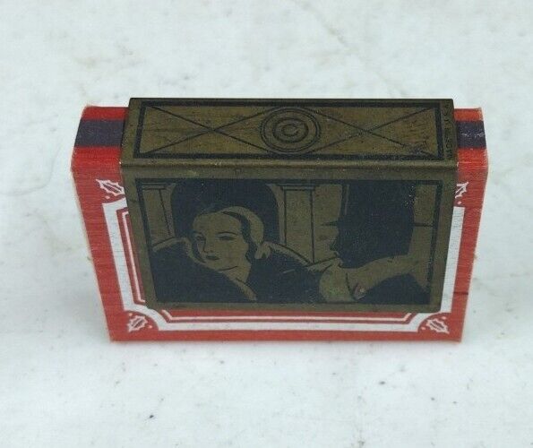 Vintage Art Deco Noir Style Brass Pocket Matchbox Holder Automobilia 