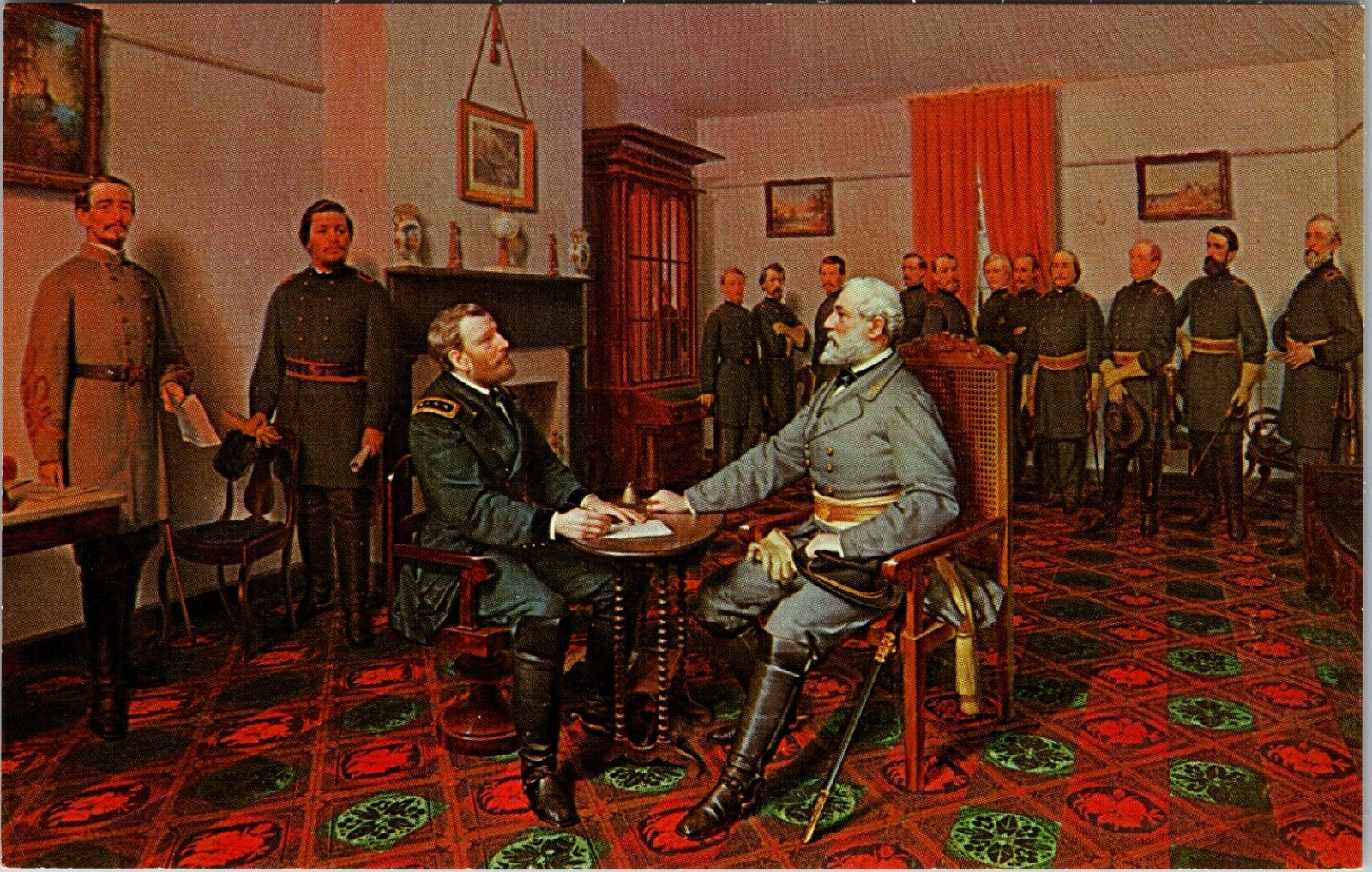 Civil War Postcard Surrender at Appomattox by General Lee to General Grant