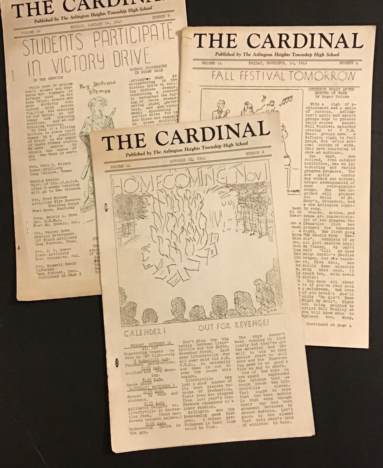 1941 THE CARDINAL Arlington Heights  IL High School Student Newspapers ORIGINAL