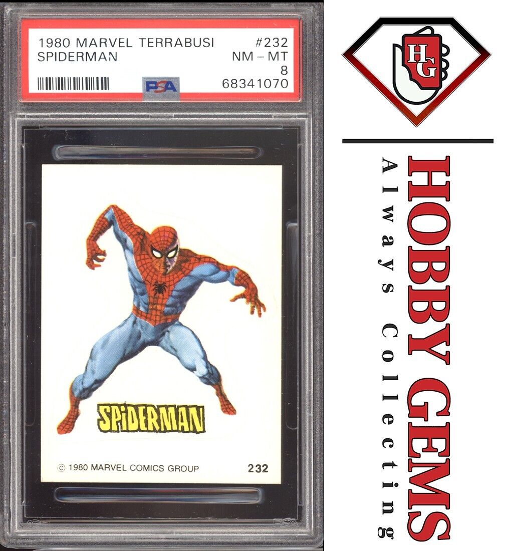SPIDER-MAN PSA 8 1980 Marvel Terrabusi Super Heroes Sticker #232 C3