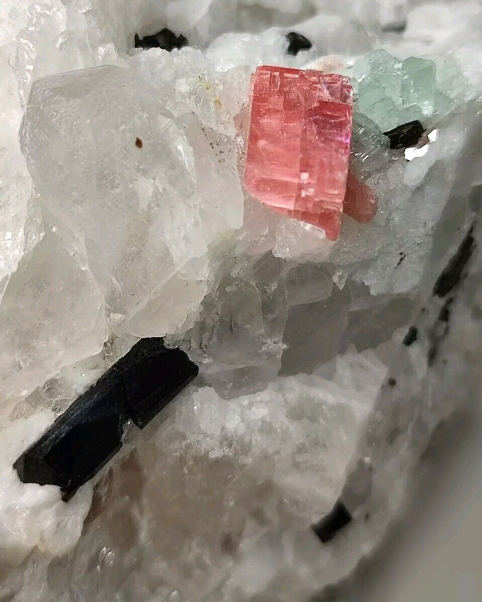 Rhodochrosite Gemmy Crystal Combined With Fluorite, Schorl , Quartz & Albite-Pak