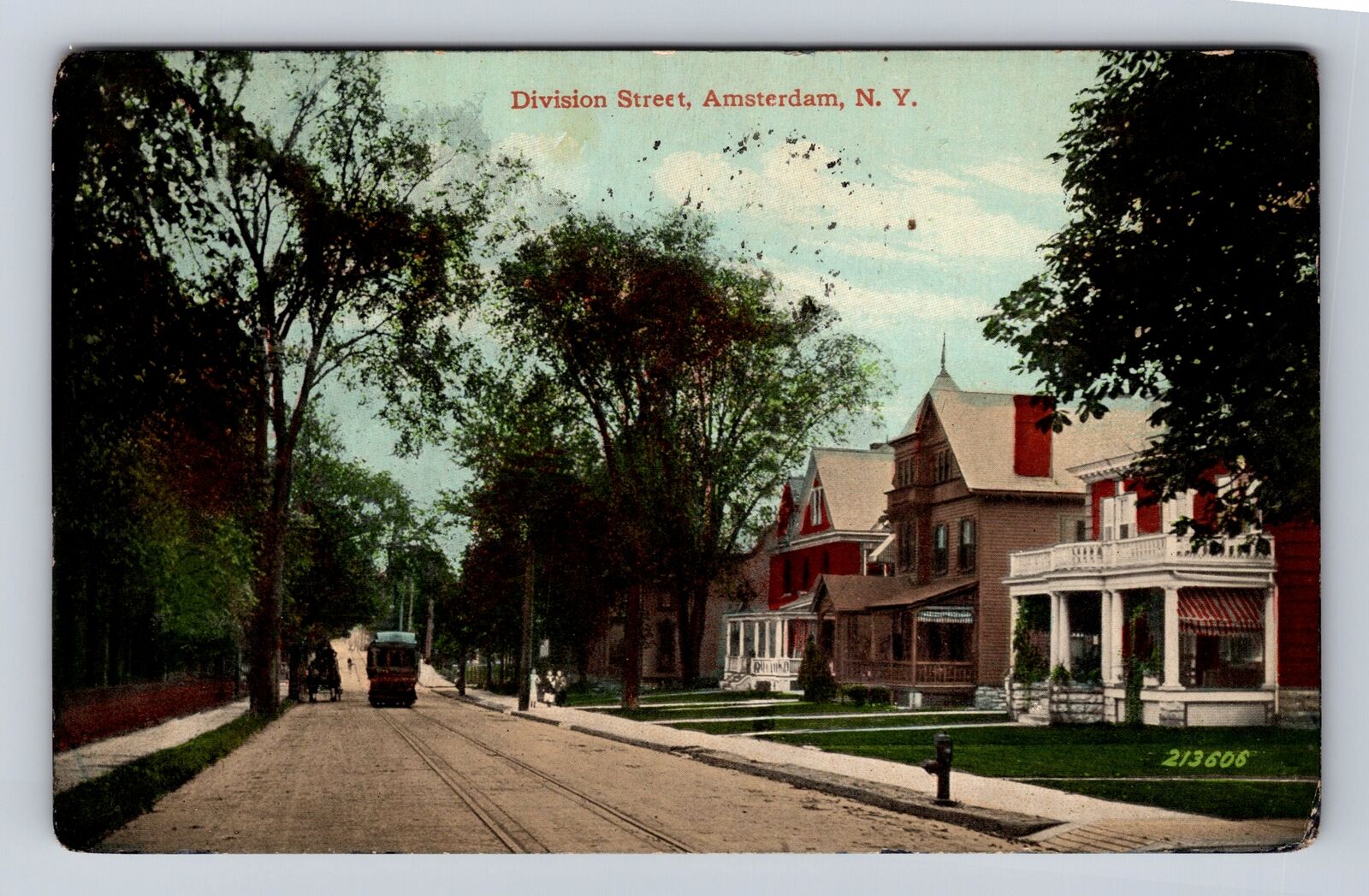 Amsterdam NY-New York, Residential Area Division Street, Vintage Postcard