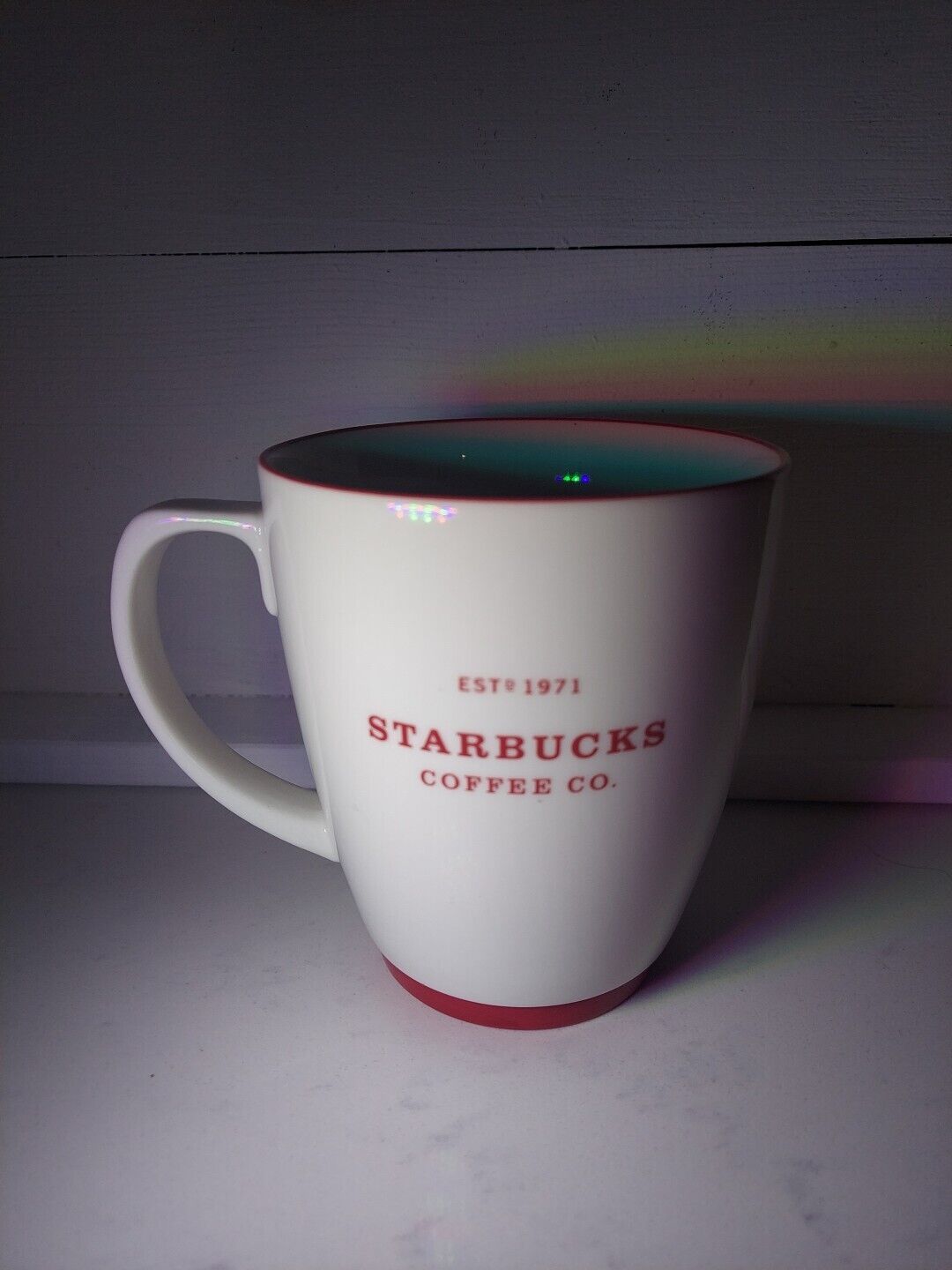 Starbucks Coffee Co.  Est.1971 Mug 2007 White with Red Logo 18 oz