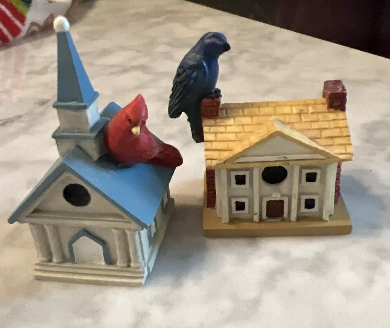 Lot of 2 Vintage Lenox Miniature Bird Houses Retired Collectible Houses