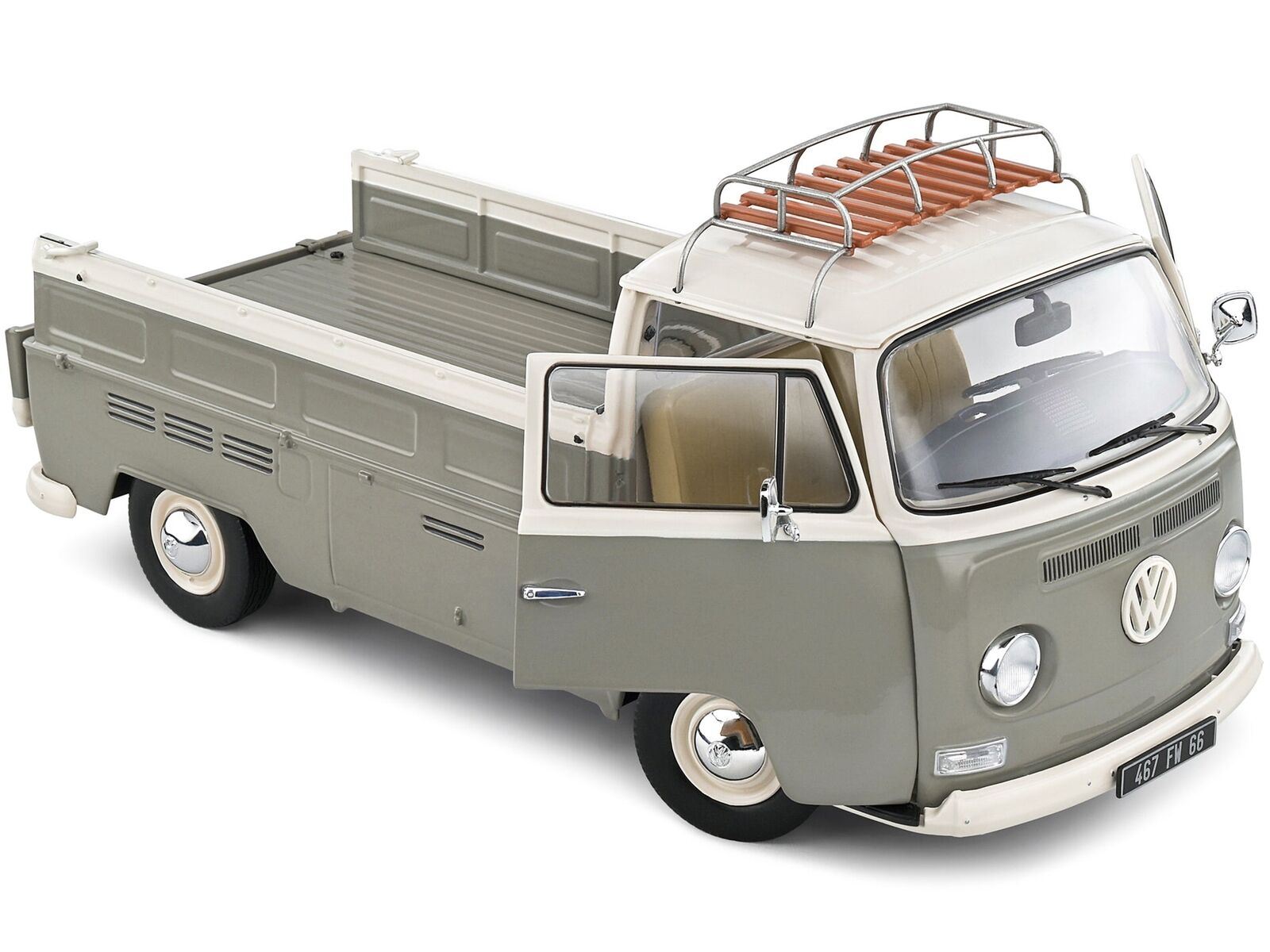 1968 Volkswagen T2 Pickup Truck and with Roofrack 1/18 Diecast Model Car