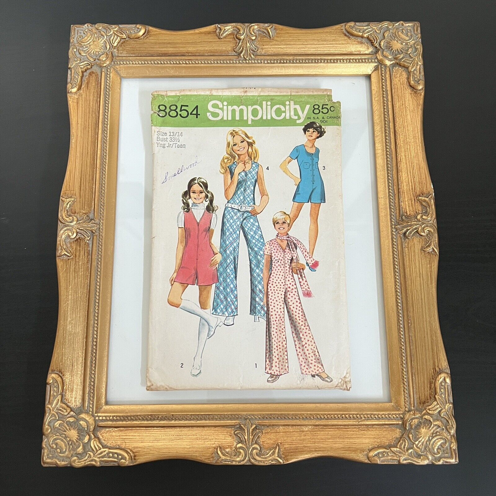 Vintage 1970s Simplicity 8854 Boho Romper or Jumpsuit Sewing Pattern 13 14 CUT