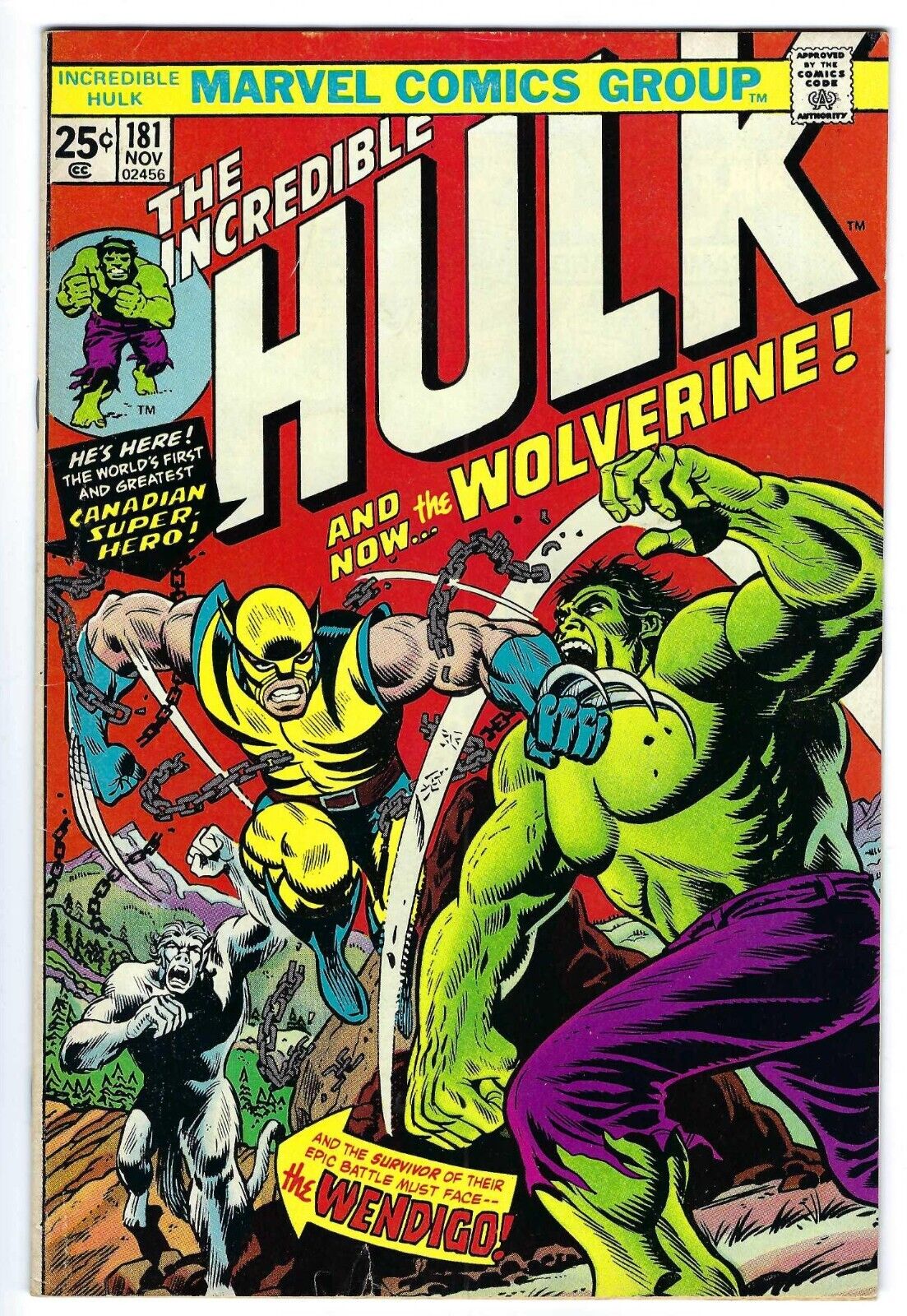 Incredible Hulk #181 Nov 1st Appearance Wolverine 1974 Marvel WITH MVS STAMP