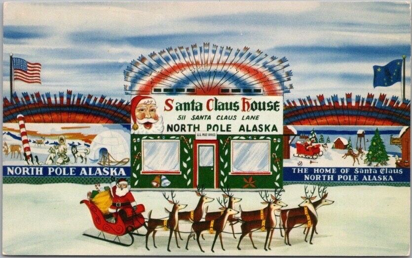 Vintage 1960s NORTH POLE, Alaska Postcard 
