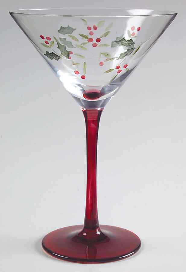 Pfaltzgraff Winterberry 8 Oz Handpainted Glassware Martini 6173008
