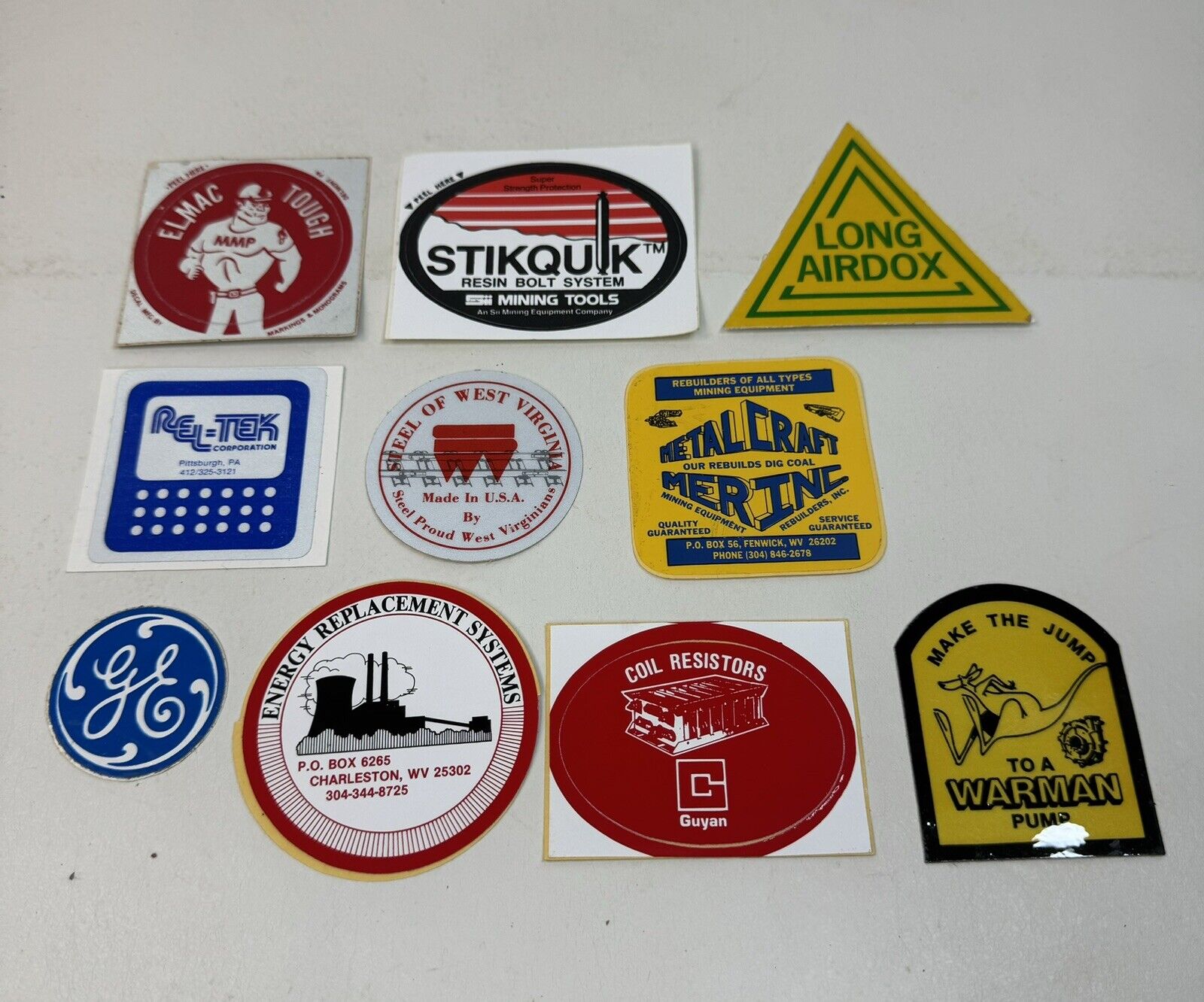 Random Lot Of 10 Different Coal Supply Company COAL MINING Stickers Early 80’s