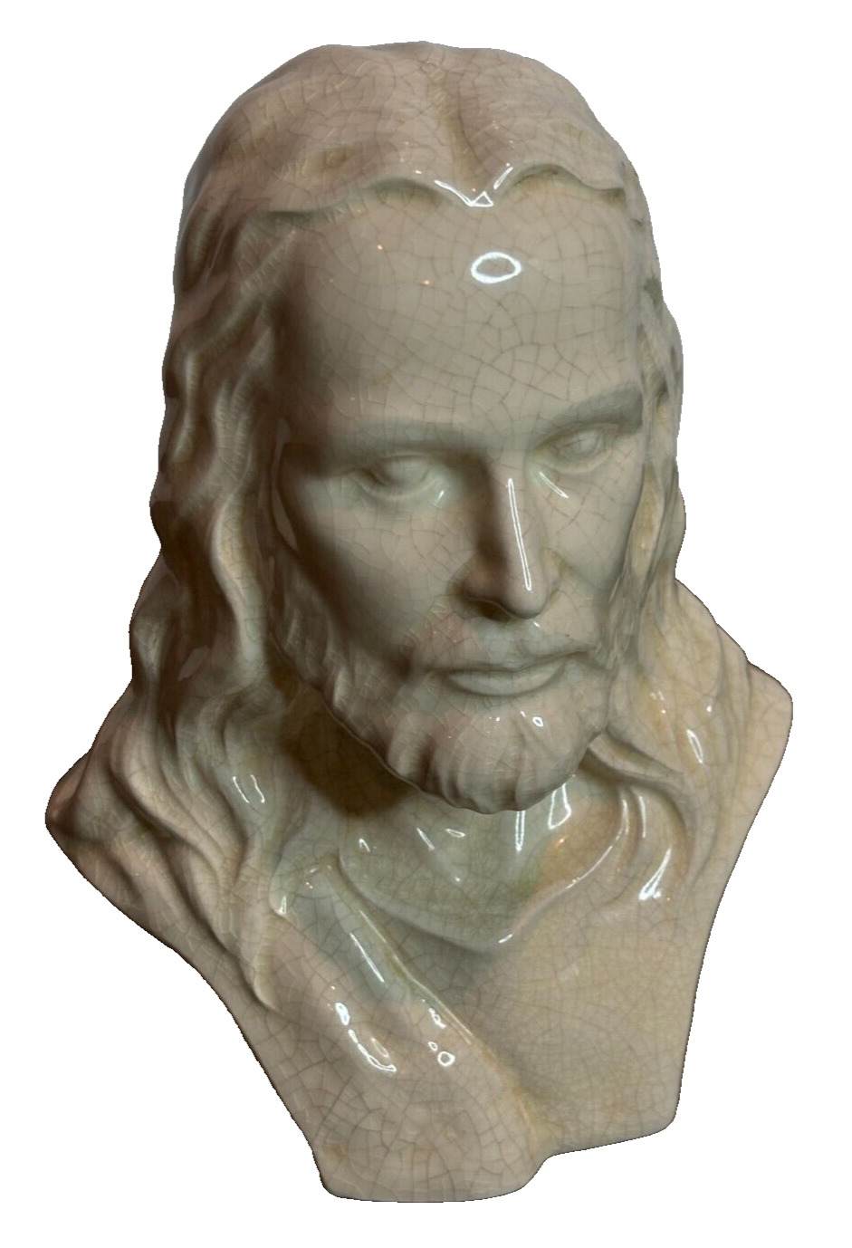 Antique Vintage Jesus Christ Head Bust Ceramic Figure Statue Christianity Art