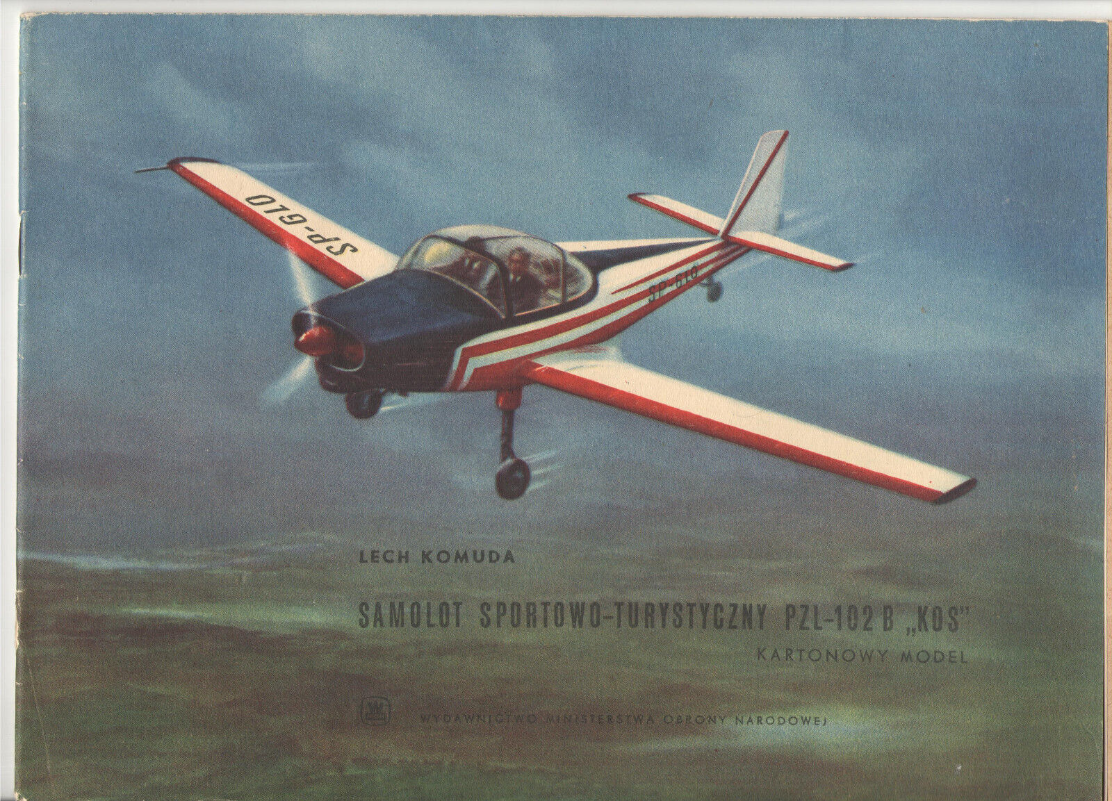 VTG 1950s-60s POLISH AIRPLANE PAPER MODEL SPORTS/TOURIST AIRCRAFT PZL-102B KOS