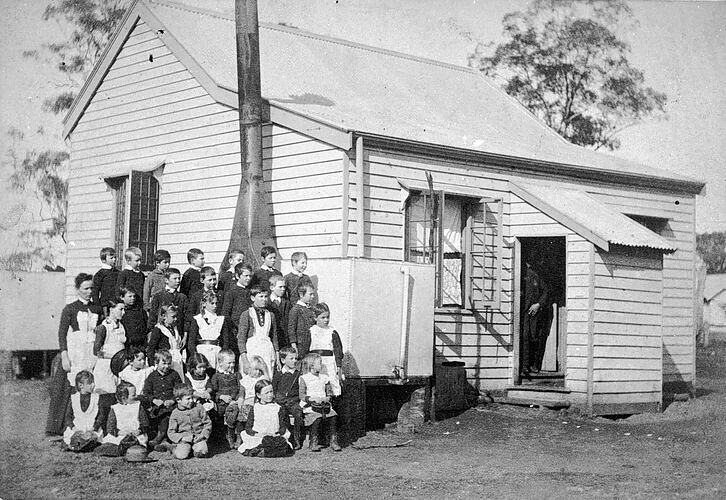Outside Wychitella State School, Wychitella, Victoria, pre 1910 Old Photo