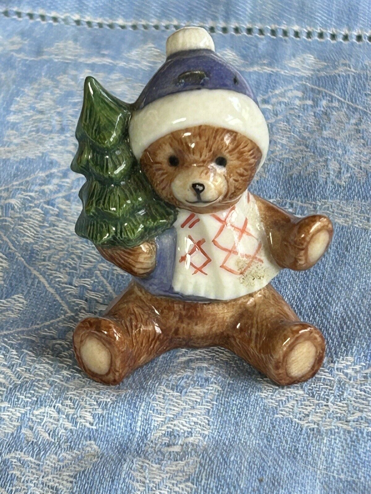 Royal Copenhagen Figurine Ornament Teddy Bear with Christmas Tree no. 746