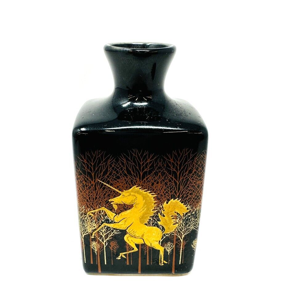 Vintage Otagiri 4.5 in Decorative Mini Vase, Golden Unicorn Theme, Made in Japan