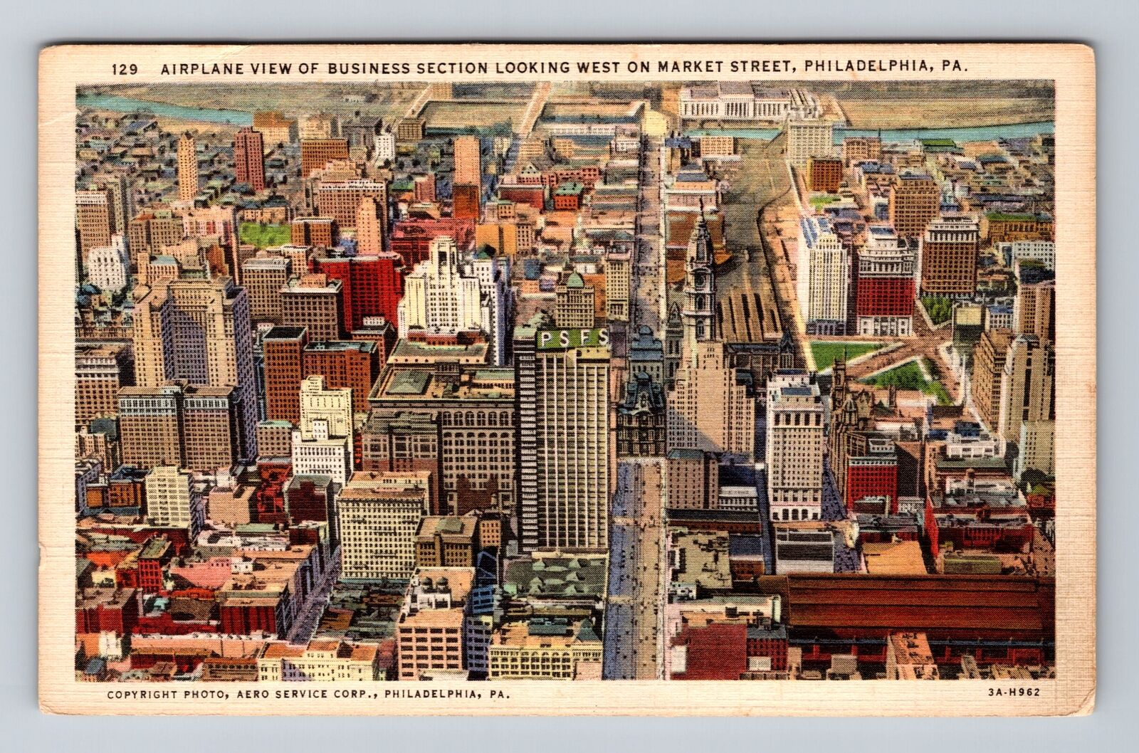 Philadelphia PA-Pennsylvania, Aerial View Business District Vintage Postcard