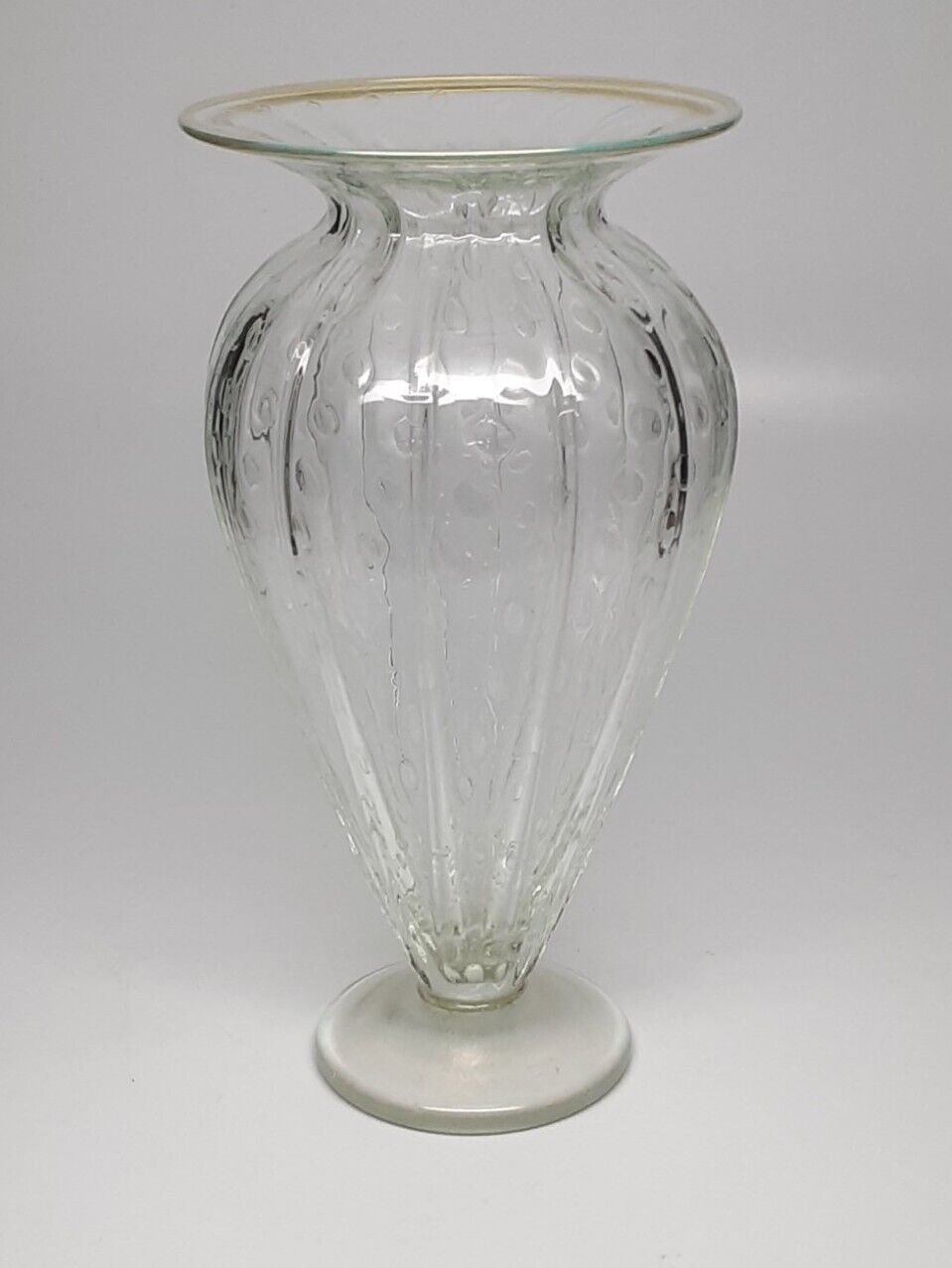 Vintage Rick STRINI Clear Iridescent Glass Hand Blown Art Glass Vase Excellent
