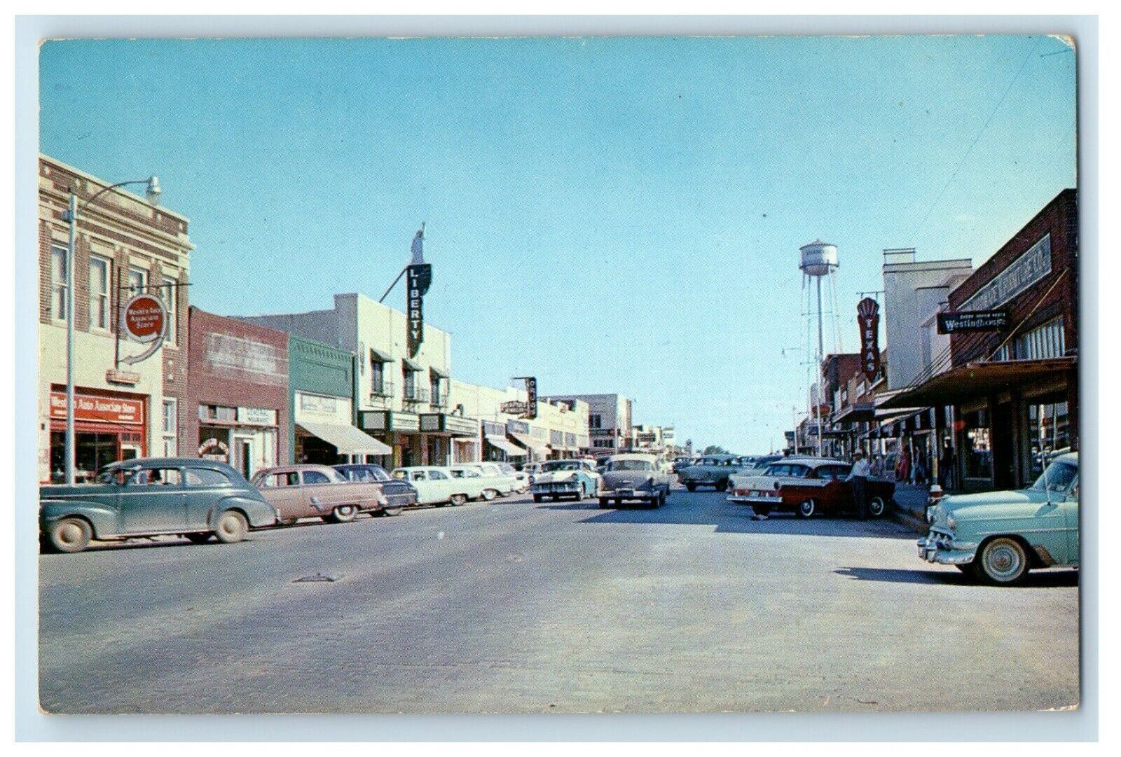 c1950's Main Street Downtown Cars Shamrock Texas TX, St. Patrick's Day Postcard