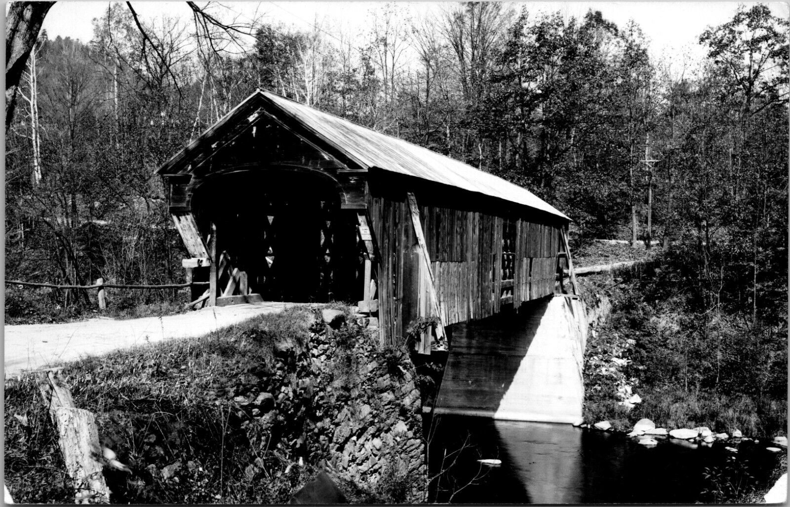 RPPC Vintage Postcard - Upper Falls Bridge Downers Vermont VT Unposted