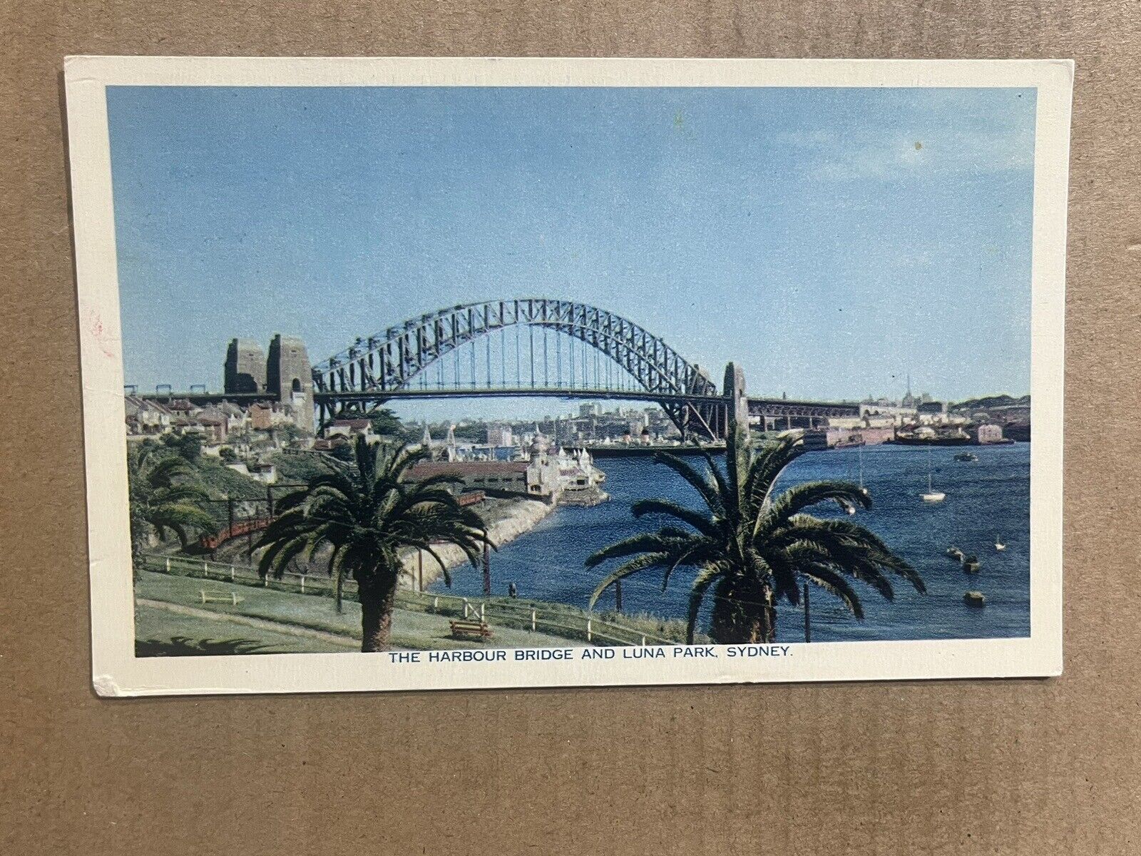 Postcard Sydney NSW Australia Harbour Bridge & Luna Park Vintage PC