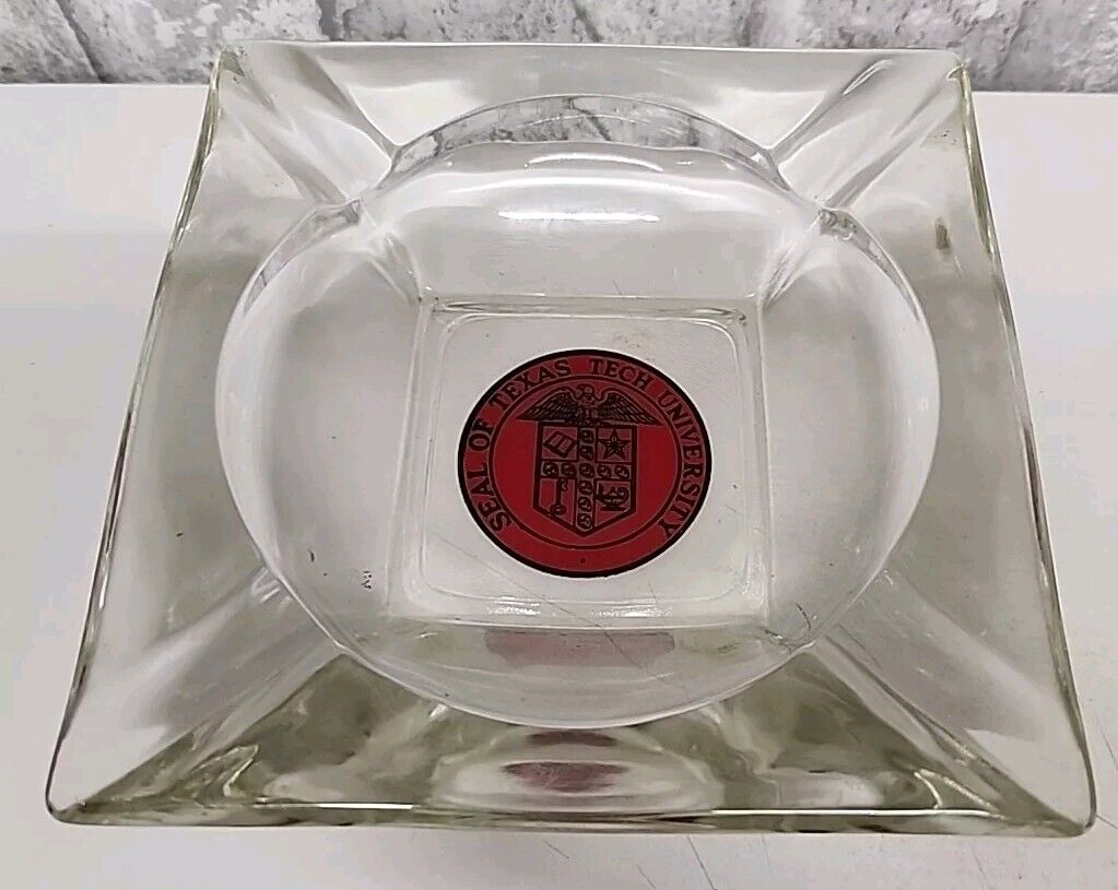 Vintage Seal of Texas Tech University Glass Ashtray