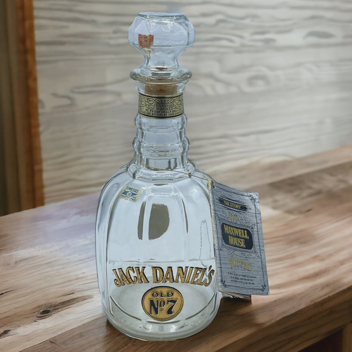 Jack Daniel's Old No. 7 Maxwell House Decanter Bottle With Hang Tag Empty