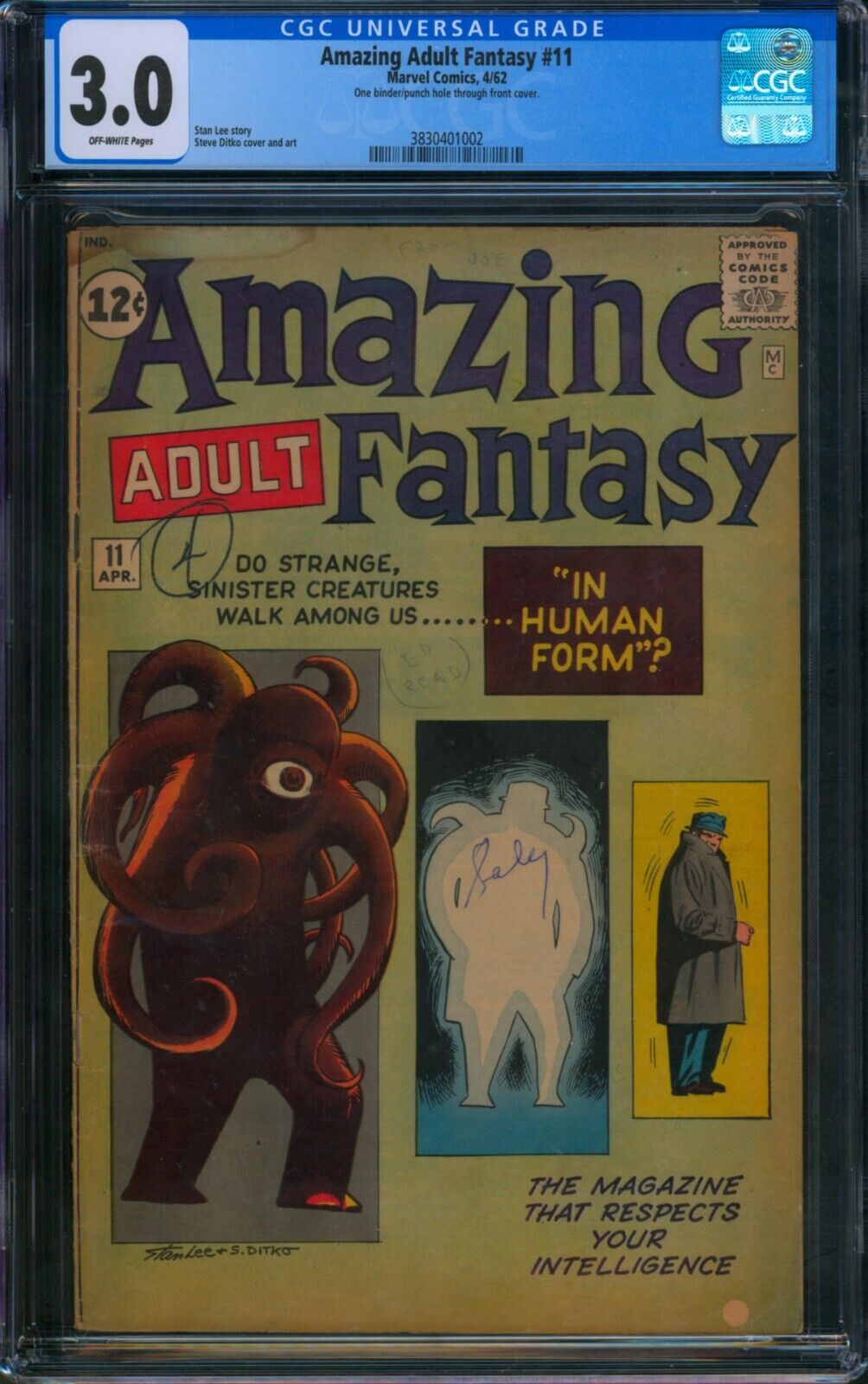 AMAZING ADULT FANTASY #11 ⭐ CGC 3.0 ⭐ Stan Lee Story Steve Ditko Art Marvel 1962