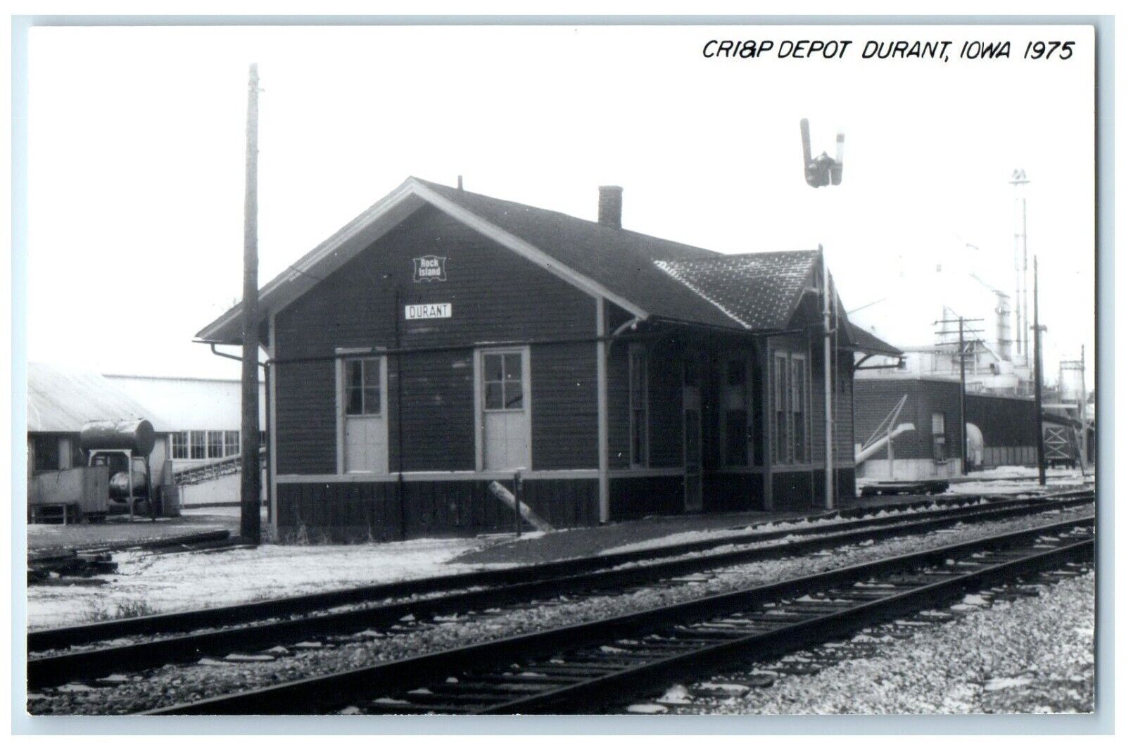 c1963 CRI&P Depot Durant Iowa Railroad Train Depot Station RPPC Photo Postcard