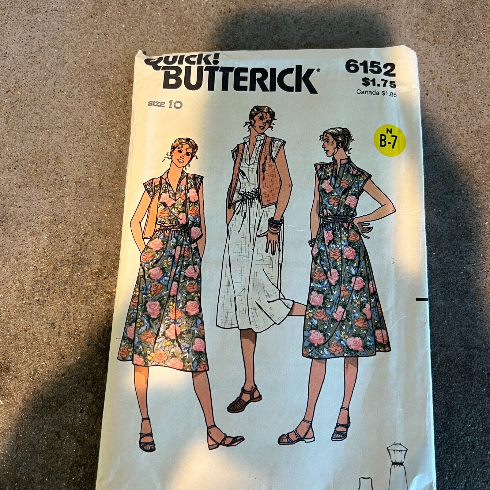 Vintage 70s Butterick 6152 Womens Dress with Vest SZ 10