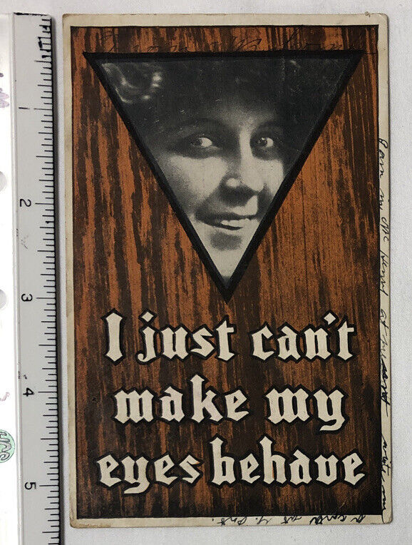 VTG c.1910 Mostwood Funny Postcard Can\'t Make my Eyes Behave Posted Collins, MS