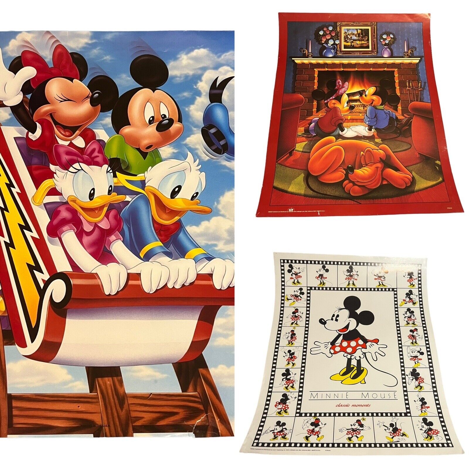 Vintage Walt Disney Mickey Mouse Roller Coaster Poster #88097 88048  88060 LOT