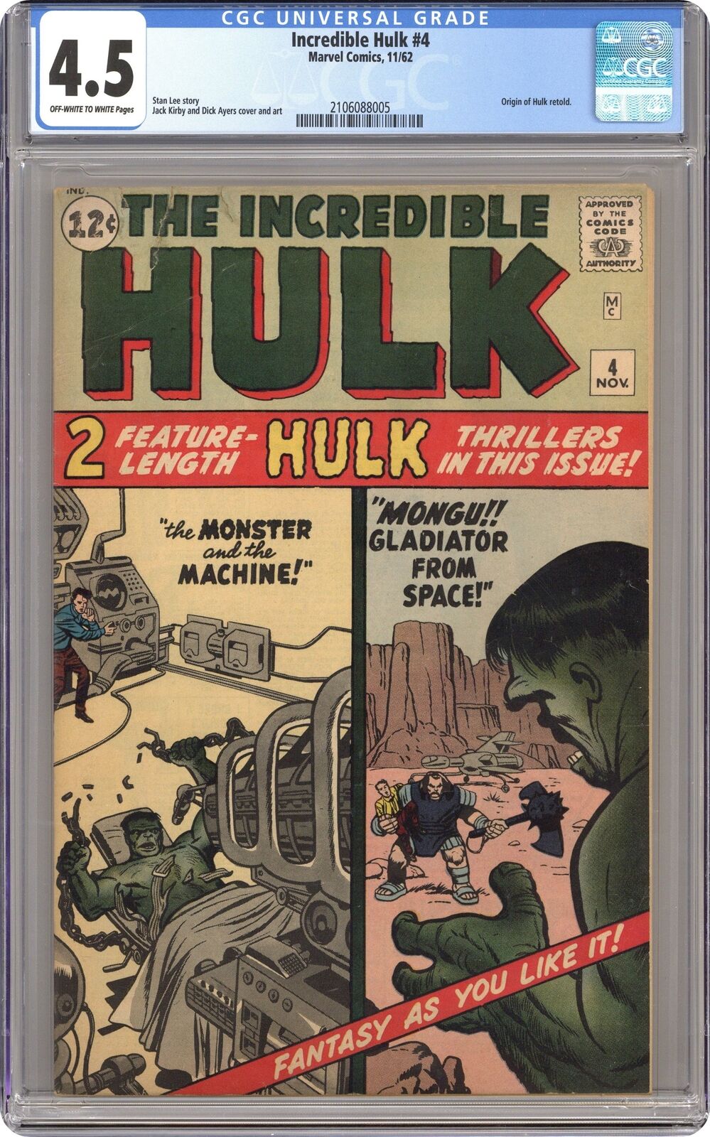 Incredible Hulk #4 CGC 4.5 1962 2106088005