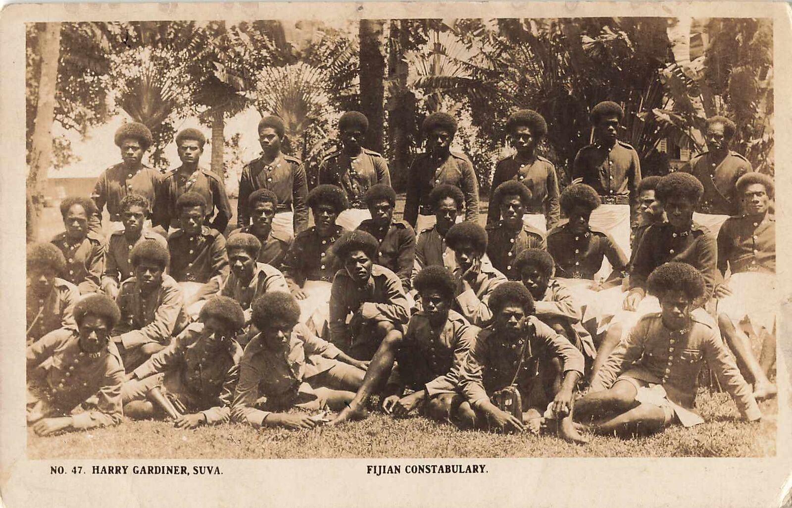 1920s RPPC Harry Gardiner FIJIAN CONSTABULARY Fiji Native Police Photo Postcard