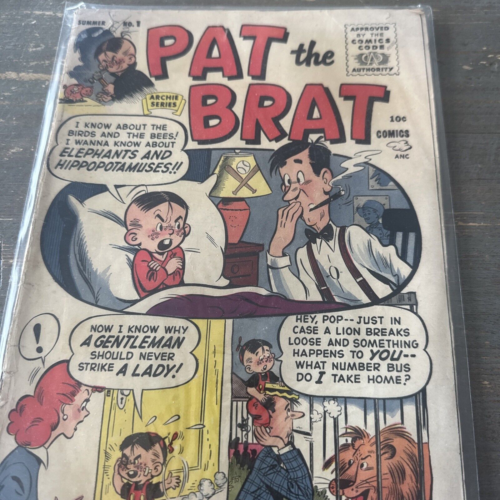 Pat the Brat #1,, Archie Series 1955, Golden Age Debut, Gemini Mailer 🔥