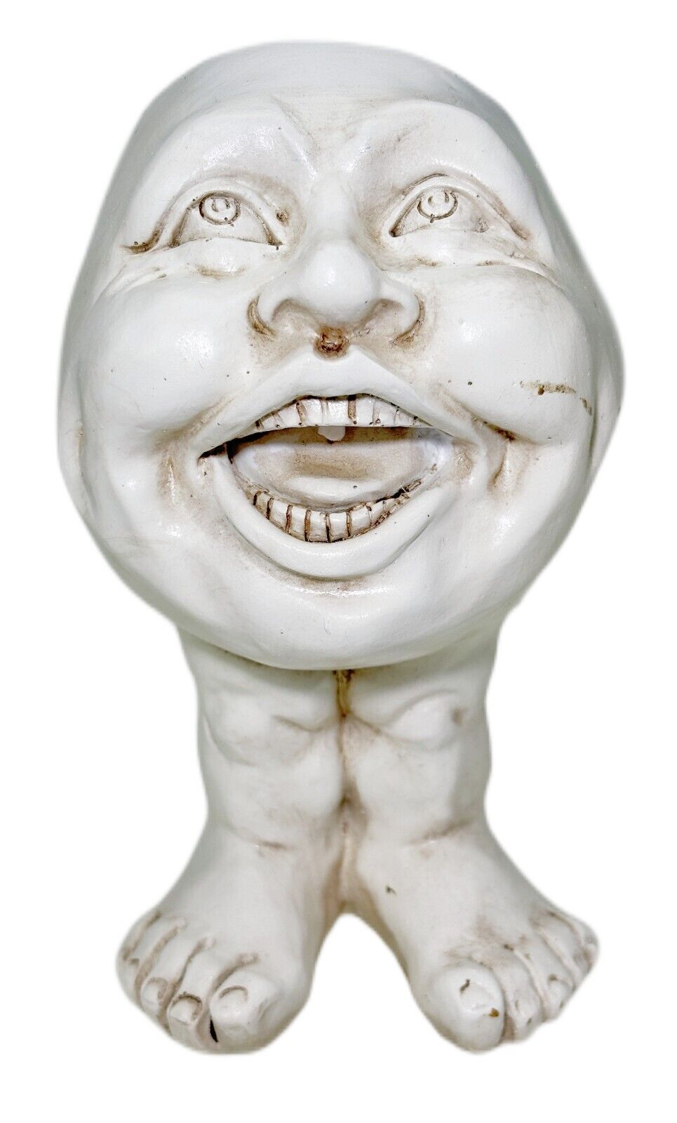 6” Smiling Muggly Face Teeth Pot Dry Flower Vase Footed Happy Laughing