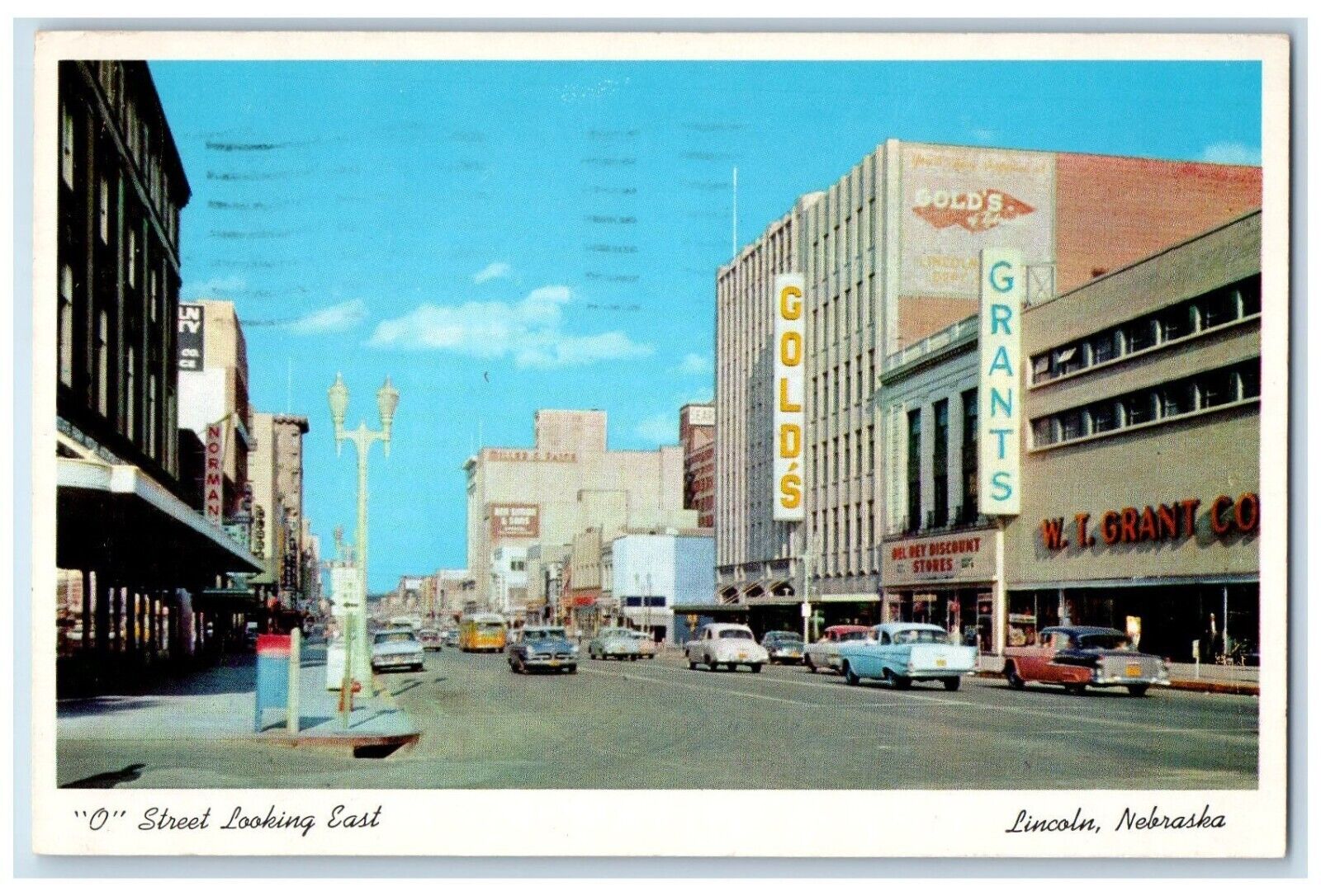 Lincoln Nebraska Postcard O Street Looking East Classic Cars Buildings Road 1962
