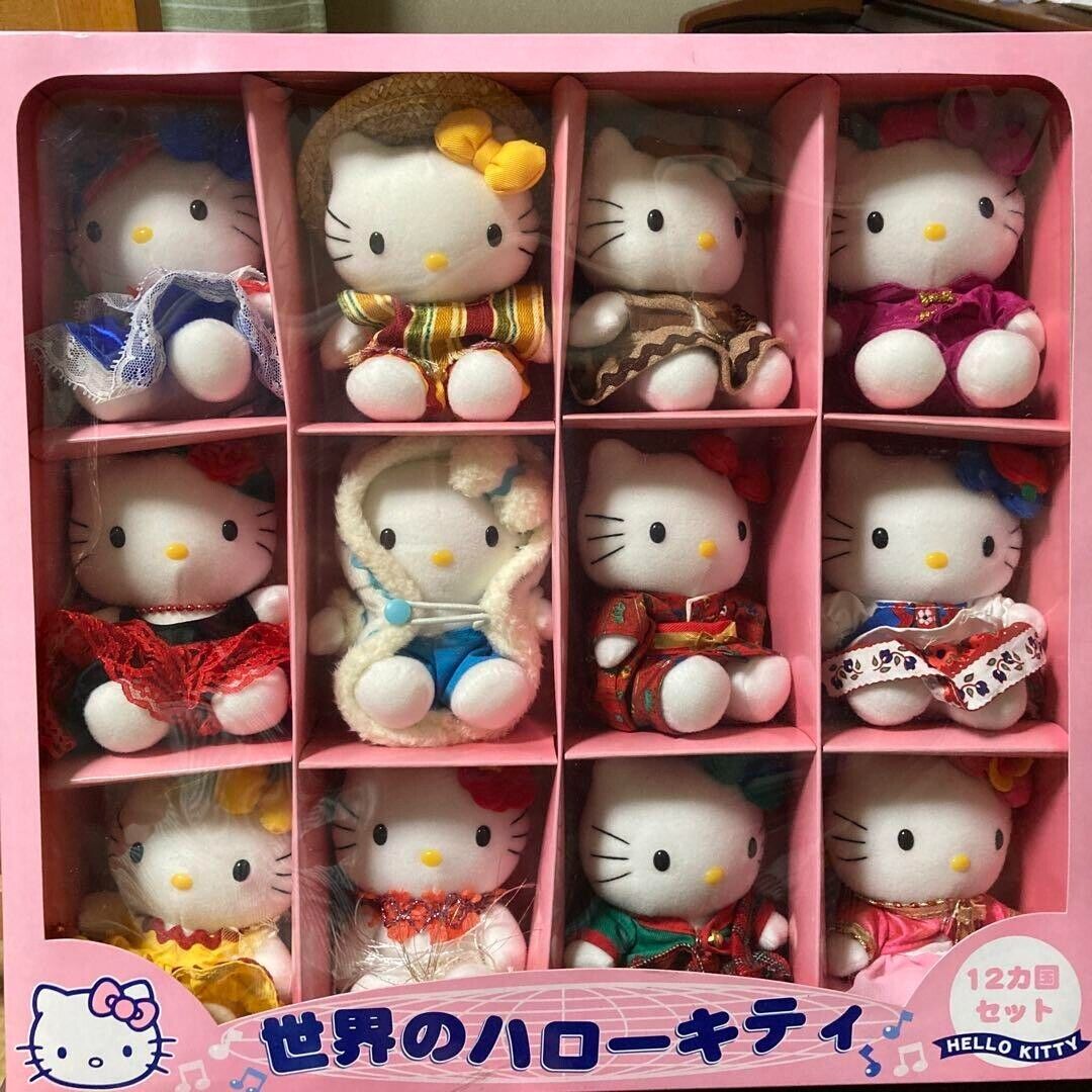 World Hello kitty Sanrio Plush 12Countries Set Vintage 2000 Toy Doll Stuffed New