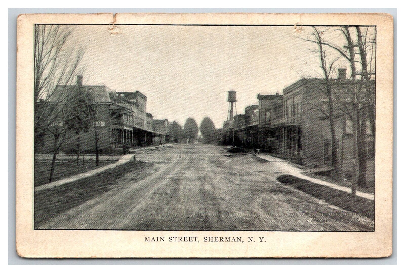 SHERMAN NEW YORK MAIN ST  STOREFRONTS & WATER TOWER 1906 Chautauqua County