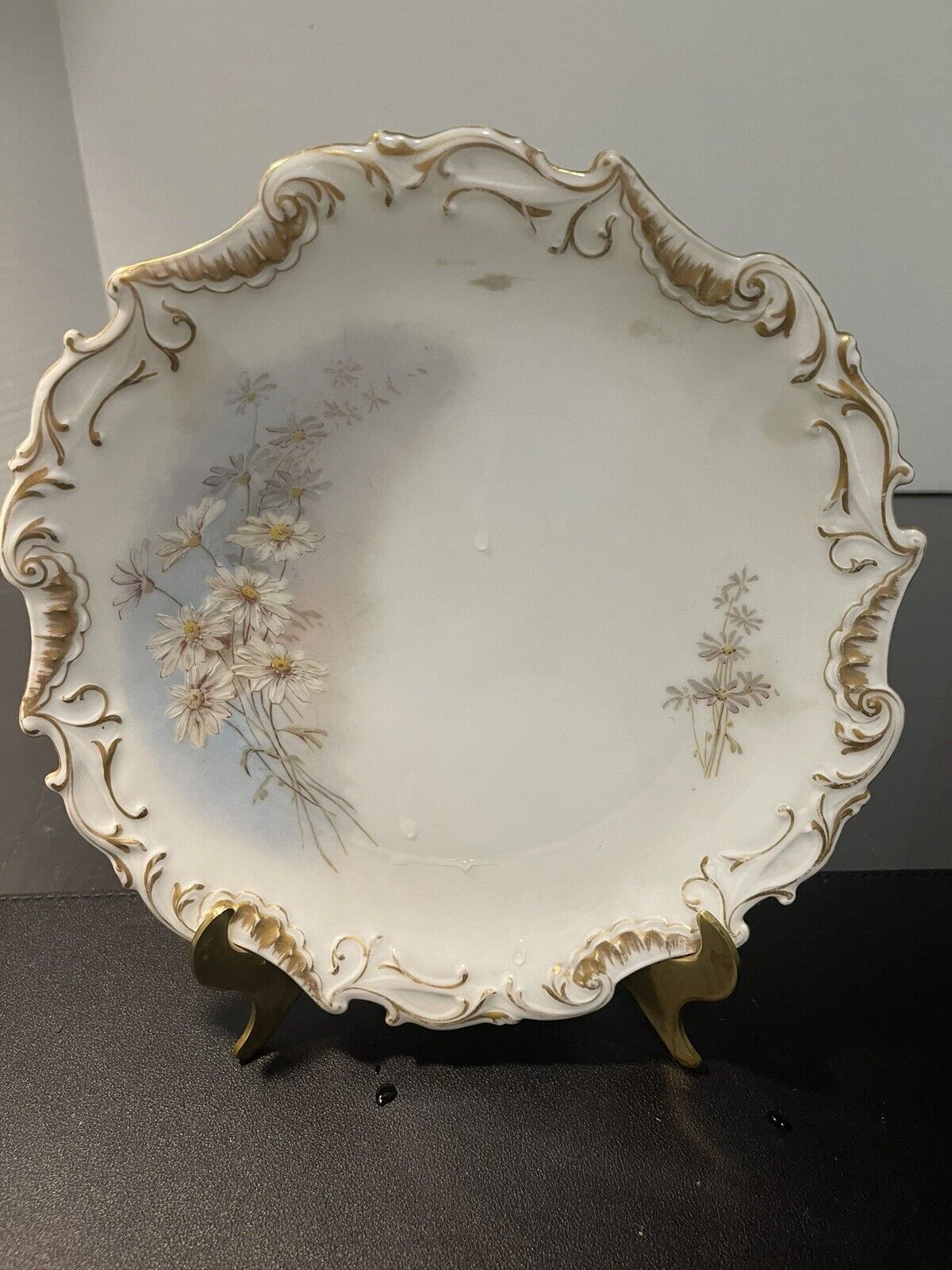R&L Limoges France Antique 1891 To 1914 Handpainted Scalloped Chamomile Plate