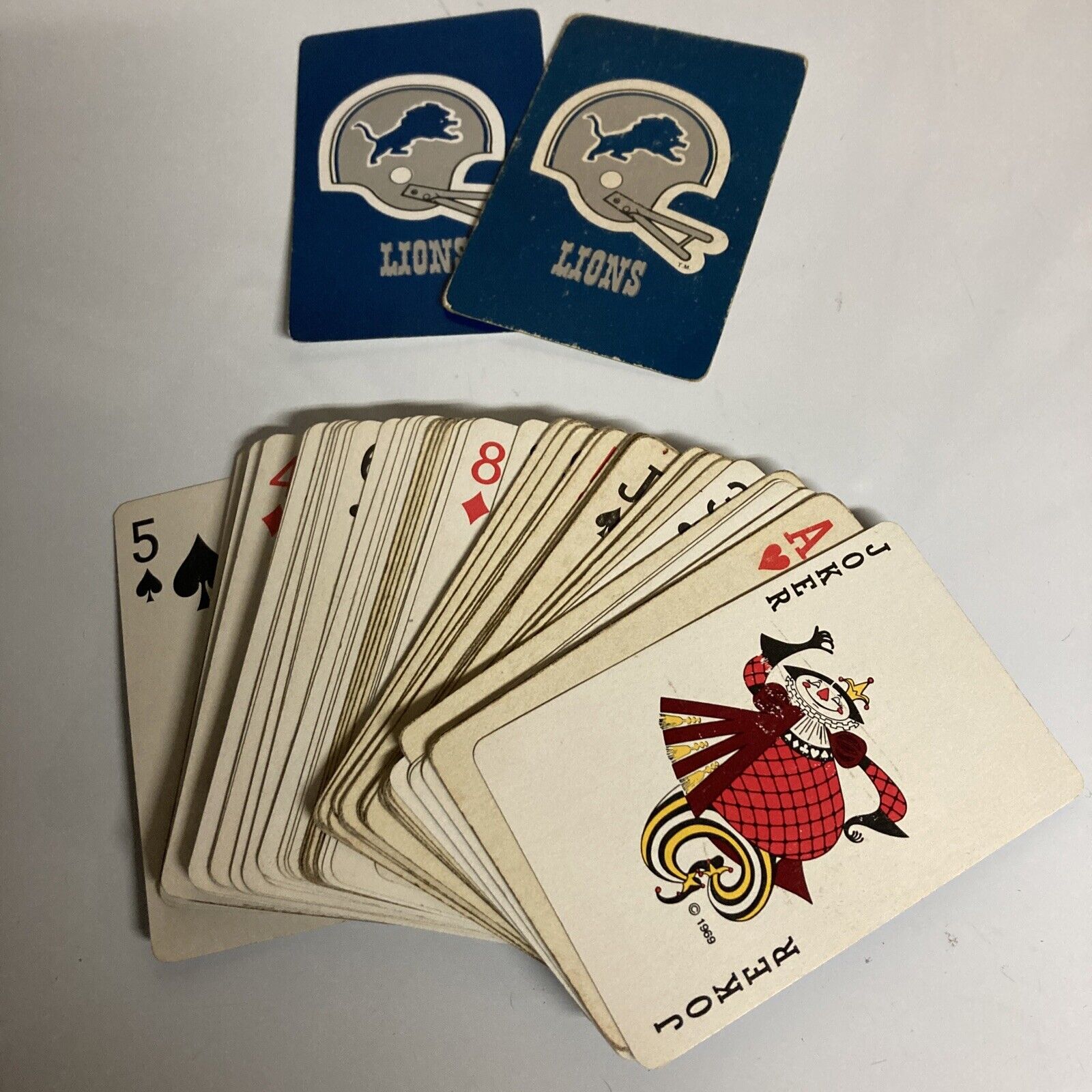 Vintage 1969 Detroit Lions RCI Playing Cards Complete Deck Made in USA Euchre
