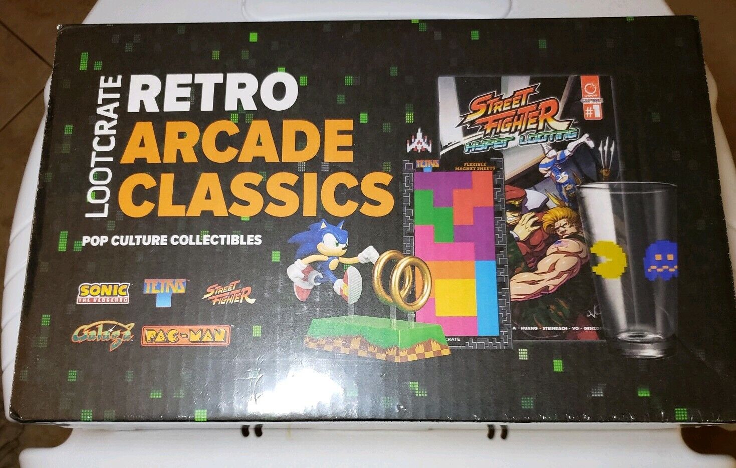 LootCrate Retro Arcade Classics Collectors Box: Sonic. Tetris. Galaga. Pac Man.