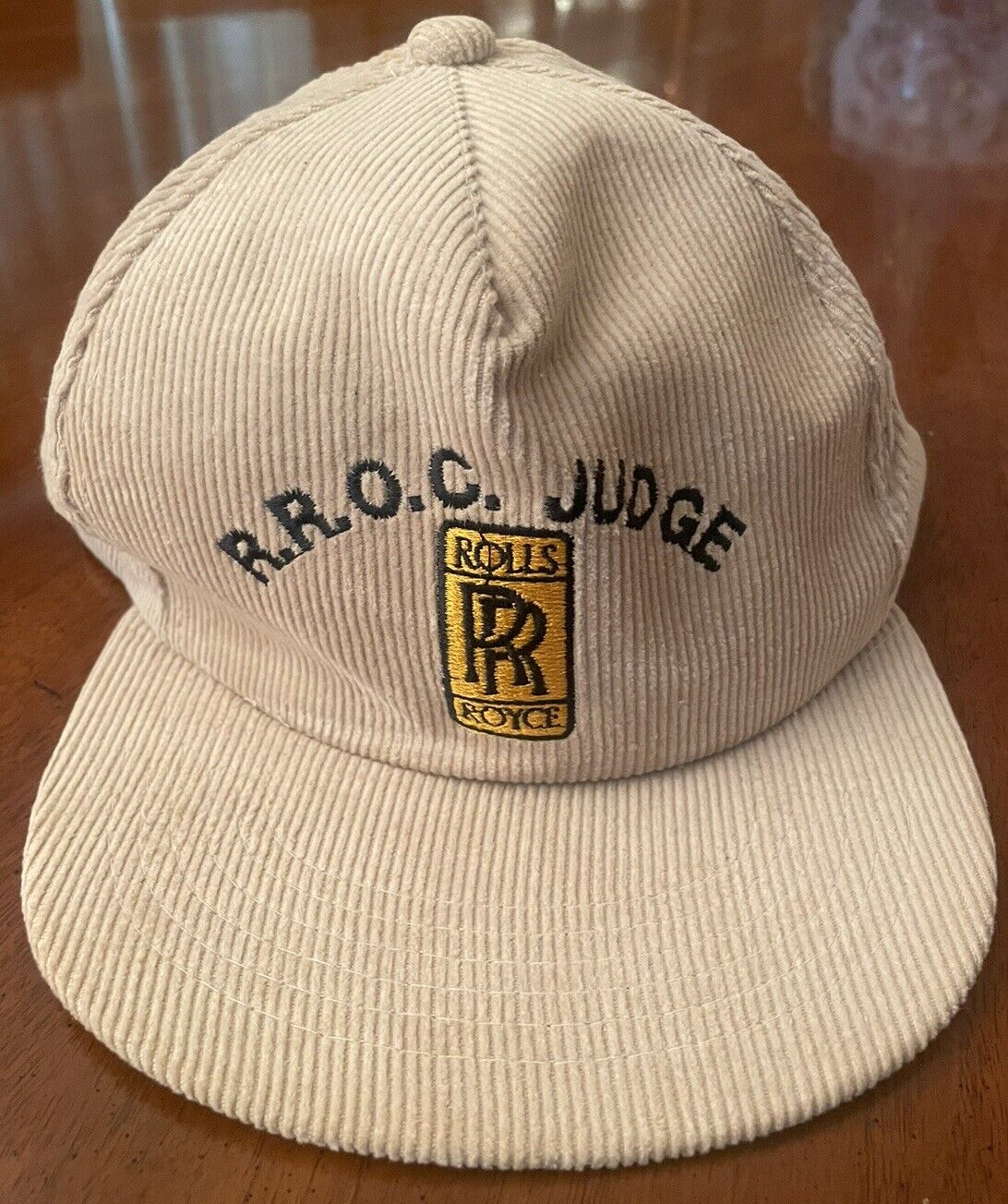 Rare Vintage ROLLS ROYCE “R.R.O.C.” Owners CLUB JUDGE Beige Corduroy Cap