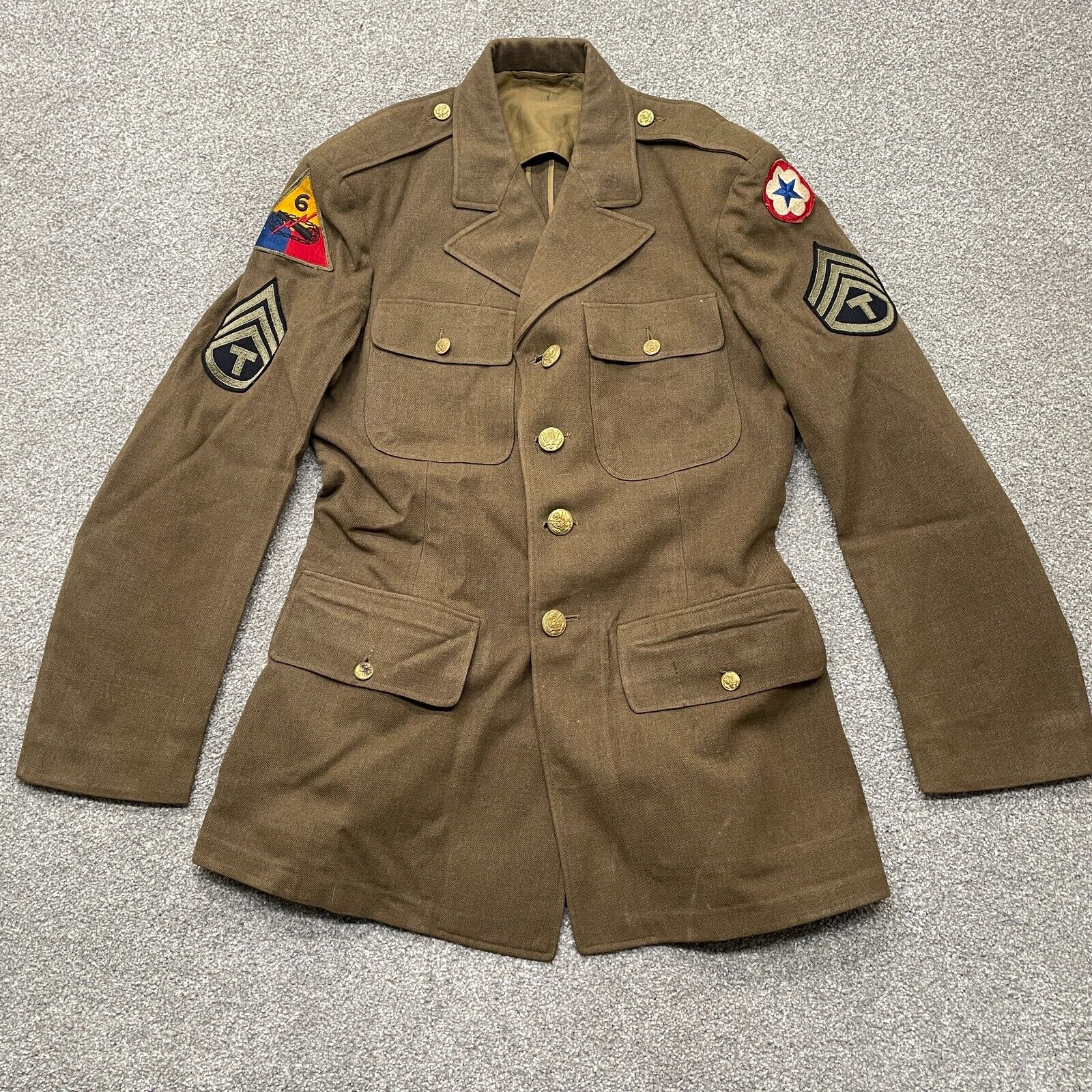 VTG WWII Jacket Size 37 6th Armored Division Super Sixth Staff Support 1941 WW2