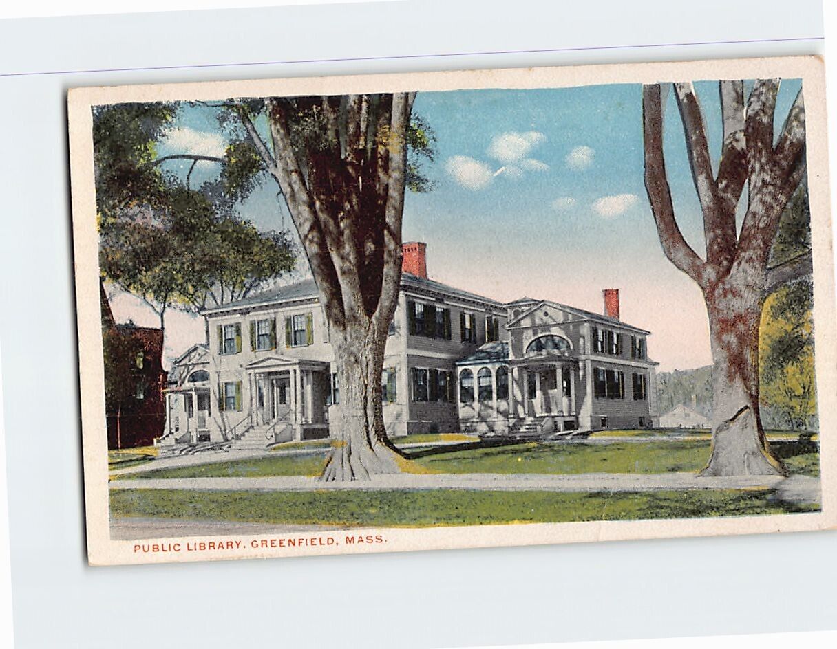 Postcard Public Library Greenfield Massachusetts USA