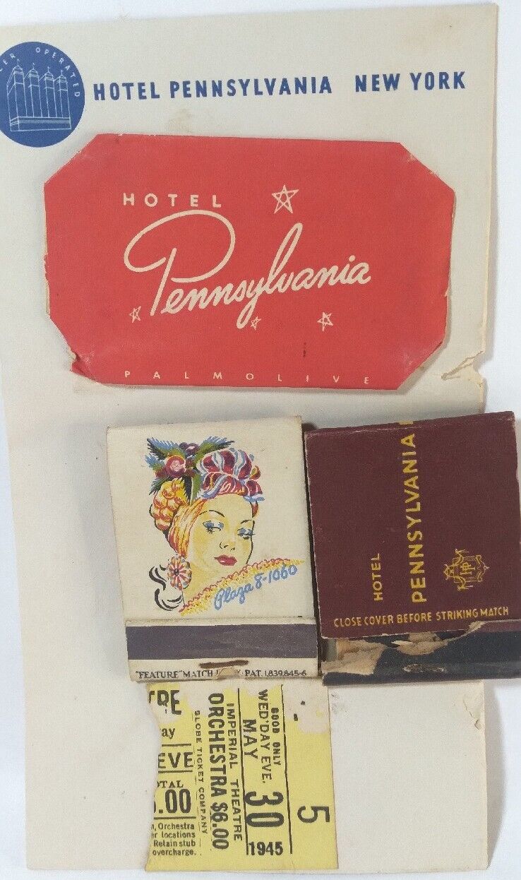 1940s Hotel Pennsylvania NY/ Broadway /Copacabana Feature Matchbooks Ephemera