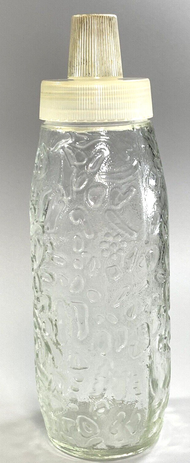 Vintage 1960's? Raised Glass Liquor Bottle with 2 Removable lids Smaller to Pour