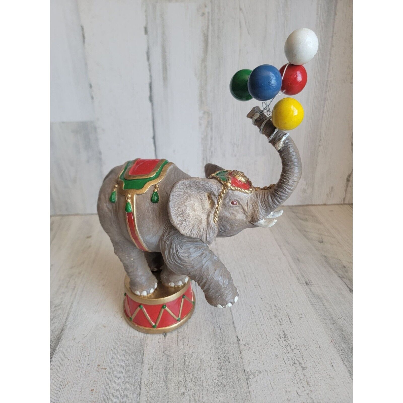 Vintage unique circus elephant balloon wind up music box figure