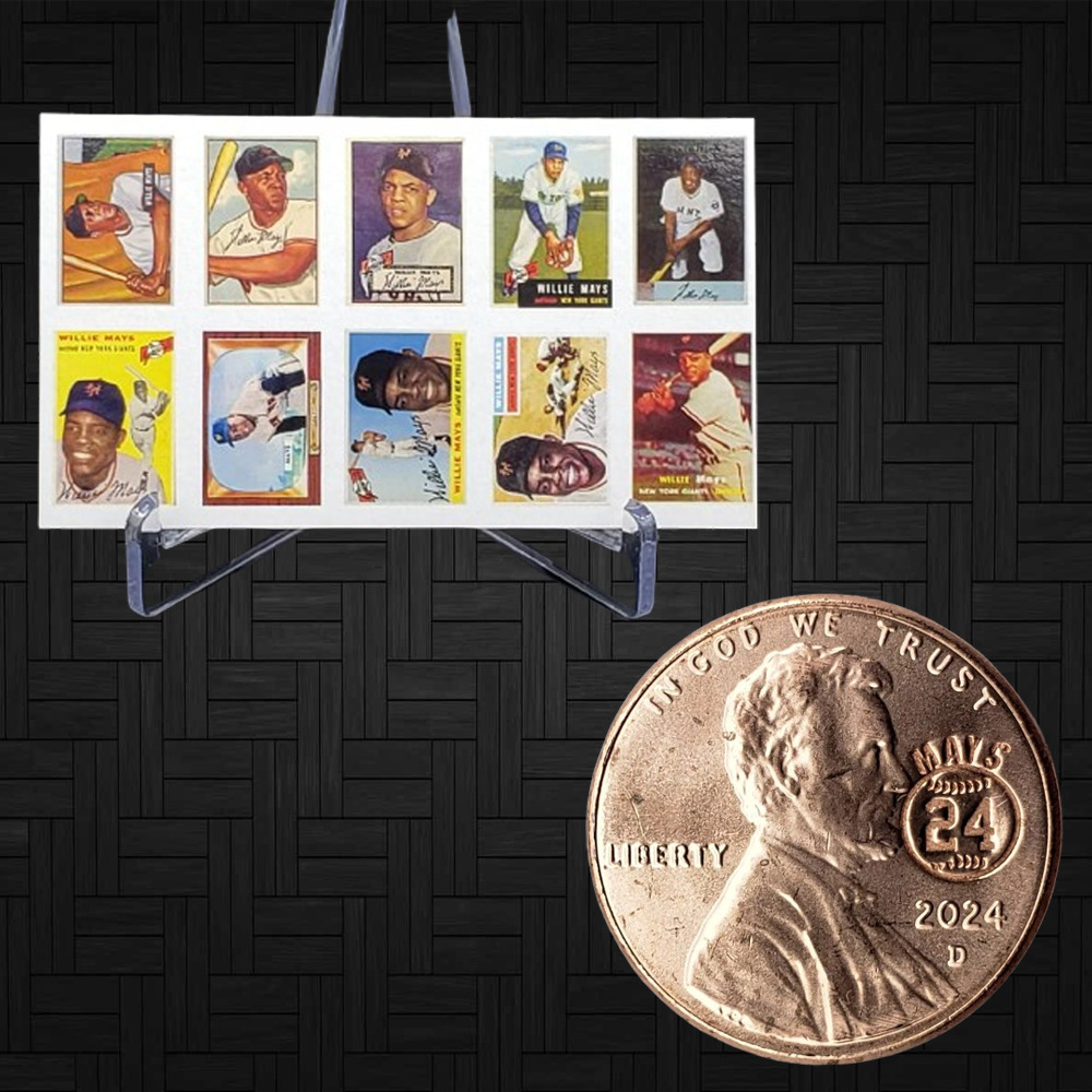 Willie Mays #24 Uncut Mini Card Set & 2024 Coin Penny Rookie New York Giants