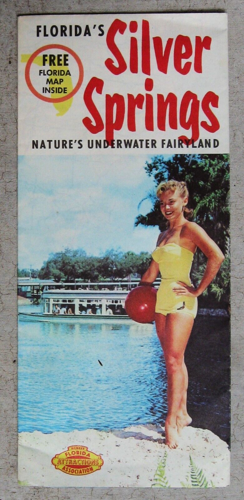 Florida's Silver Springs 1960 Nature's Underwater Fairyland Pamphlet & State Map